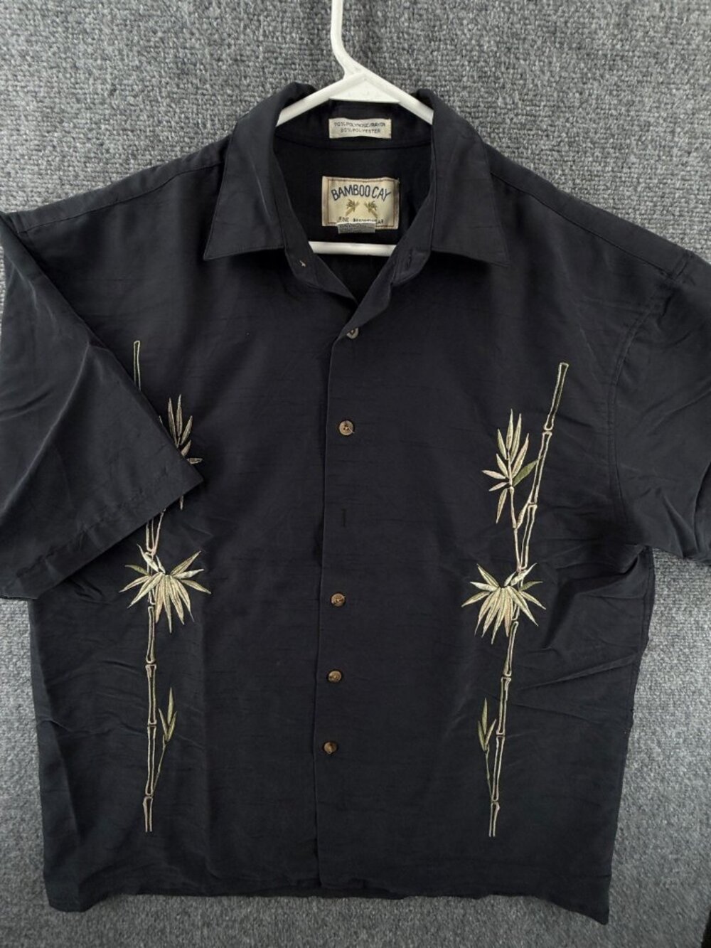 Bamboo Cay Rayon Polyester Short Sleeve Medium Black Shirt Button Up Mens Adult